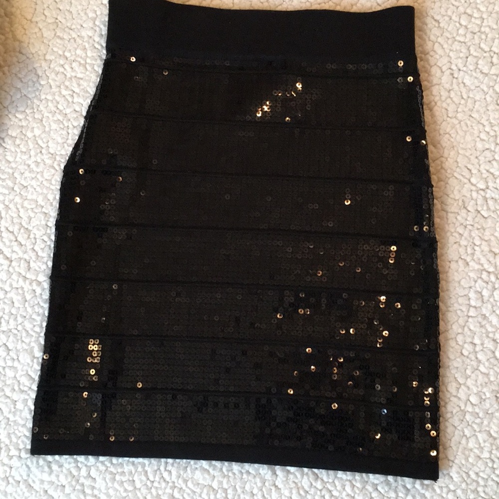 Black sequin mini skirt
